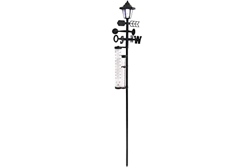 GIGATEMP Solarwetterstation 5in1 mit Solarlampe Gartenthermometer Wetterstation Schwarz von GIGATEMP