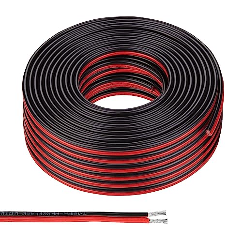 GIGIIS 22AWG Elektrischer Draht 30 Meter 0,33mm² 2-Adriges PVC-Kabel Zwillingslitzen Kupferdraht 2 Poliges Silikon Kabel Elektrisch Verlängerungskabel für LED Streifen und elektronische Verdrahtung von GIGIIS