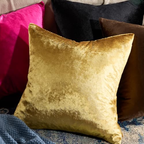 GIGIZAZA, dekorative Kissenbezüge aus Samt, für Sofa, Bett, 2 Stück, goldfarben, 50 x 50 cm von GIGIZAZA