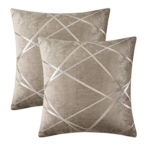 GIGIZAZA Braun Kissenbezug Samt Kissenhülle 45x45cm Deko Kissenbezüge Dekokissen Fall für Sofa Schlafzimmer Wohnzimmer 2er Set von GIGIZAZA