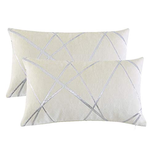 GIGIZAZA Creme Kissenbezug Samt Kissenhülle 30x50cm Deko Kissenbezüge Dekokissen Fall für Sofa Schlafzimmer Wohnzimmer 2er Set von GIGIZAZA