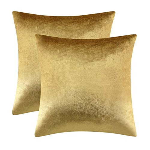 GIGIZAZA Gold Kissenbezug 45x45 cm Kissenbezüge Samt Kissenhülle Zierkissenbezug Dekokissen für Sofa Schlafzimmer Wohnzimmer 2er Set von GIGIZAZA