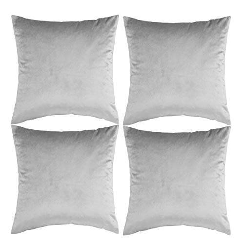 GIGIZAZA Kissenbezüge, 40 x 40 cm 4 Stück Silbergrau Samt-Kissenbezüge, quadratisch, weich, für Schlafzimmer, Wohnzimmer von GIGIZAZA
