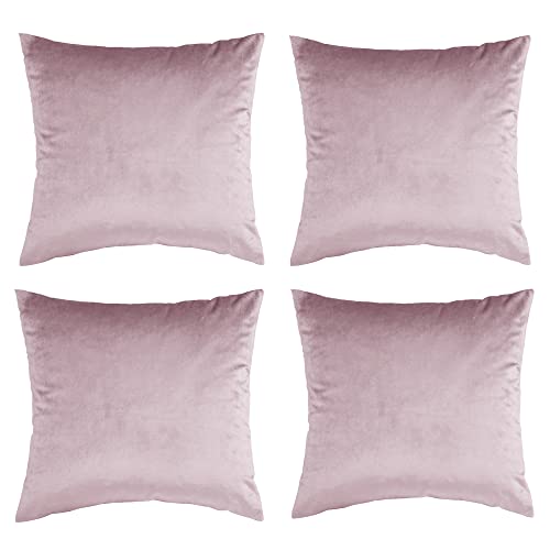 GIGIZAZA Kissenbezüge, 45 x 45 cm 4 Stück rosa Samt-Kissenbezüge, quadratisch, weich, für Schlafzimmer, Wohnzimmer von GIGIZAZA