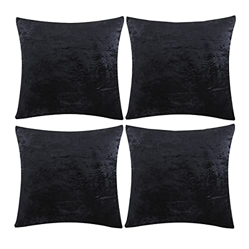 GIGIZAZA Kissenbezüge, 50 x 50 cm 4 Stück schwarzer Samt, quadratisch, weich, für Schlafzimmer, Wohnzimmer von GIGIZAZA