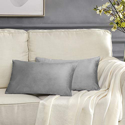 GIGIZAZA Kissenbezug 30x50 cm Grau Kissenhülle Samt Kissenbezüge Zierkissenbezug Dekokissen für Sofa Schlafzimmer Wohnzimmer 2er Set von GIGIZAZA