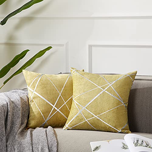 GIGIZAZA Kissenbezug 45x45 cm Kissenhülle Gelb Kissenbezüge Dekokissen Fall für Sofa Schlafzimmer Wohnzimmer 2er Set von GIGIZAZA