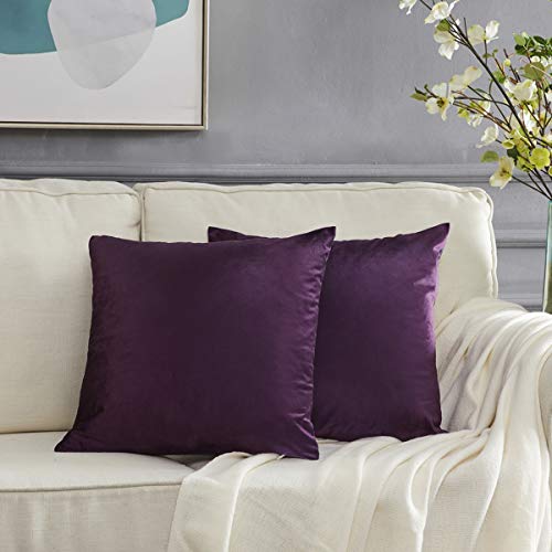 GIGIZAZA Kissenbezug Lila 40x40 cm Kissenbezüge Samt Kissenhülle Zierkissenbezug Dekokissen für Sofa Schlafzimmer Wohnzimmer 2er Set von GIGIZAZA