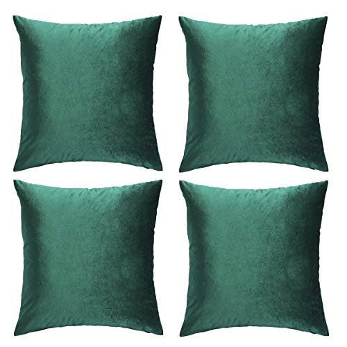 GIGIZAZA Kissenhülle Kissenbezug 45x45 cm Grün Samt Kissenbezüge 4er Pack Dekokissen für Sofa Wohnzimmer Schlafzimmer von GIGIZAZA