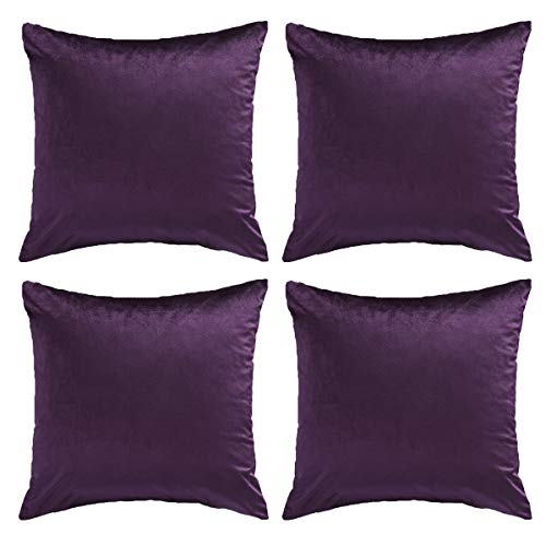 GIGIZAZA Kissenhülle Kissenbezug 45x45 cm Lila Samt Kissenbezüge 4er Pack Dekokissen für Sofa Wohnzimmer Schlafzimmer von GIGIZAZA