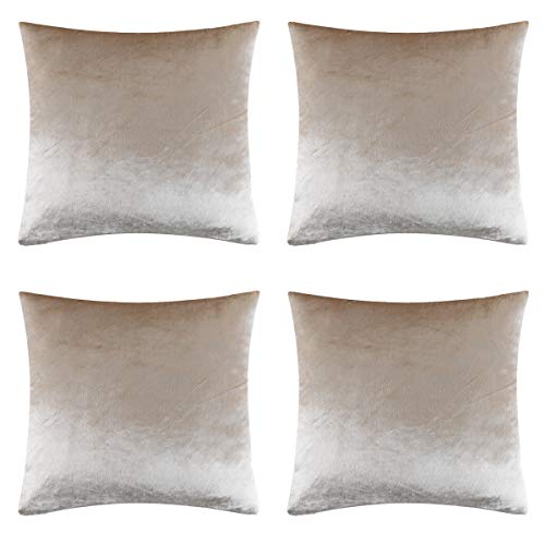 GIGIZAZA Samt Kissenbezug 45x45 cm Creme Weiß Kissenbezüge 4er Pack Kissenhülle Dekokissen für Wohnzimmer Schlafzimmer von GIGIZAZA