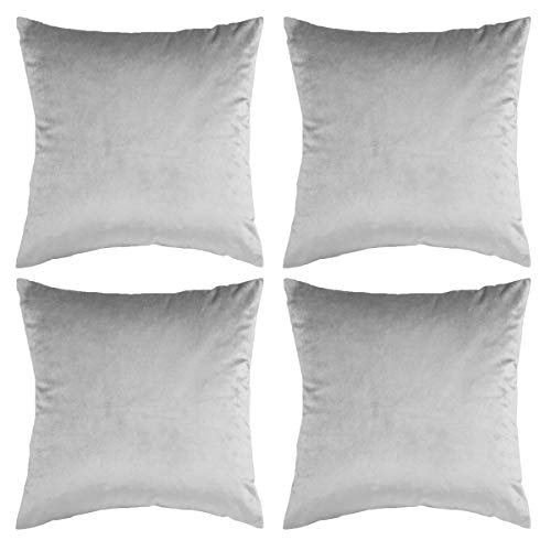 GIGIZAZA Samt Kissenbezug 45x45 cm Grau Kissenbezüge Kissenhülle Dekokissen für Sofa Wohnzimmer Schlafzimmer 4er Pack von GIGIZAZA