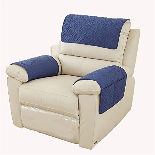GIINO CZQGLYMSofa-Armlehnenbezug, Kopfstützenbezug Für Liegestuhl-Armlehnenbezug, Sessel-Schonbezug, Rutschfester, Gesteppter Möbelschutz Für Haustiere, Ledersofa, Couch (3-Sitzer-| 5 STK,Navy blau) von GIINO