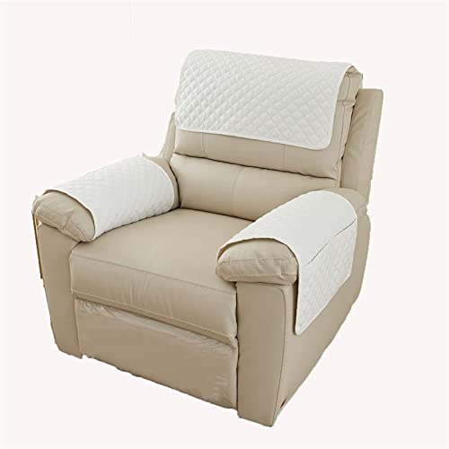 GIINO Sofa-Armlehnenbezug, Kopfstützenbezug Für Liegestuhl-Armlehnenbezug, Sessel-Schonbezug, Rutschfester, Gesteppter Möbelschutz Für Haustiere, Ledersofa, Couch (2-Sitzer- | 4 STK,Weiss) von GIINO