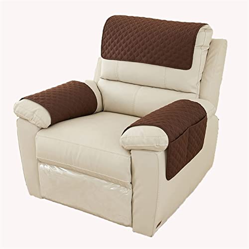 GIINO Sofa-Armlehnenbezug, Kopfstützenbezug Für Liegestuhl-Armlehnenbezug, Sessel-Schonbezug, Rutschfester, Gesteppter Möbelschutz Für Haustiere, Ledersofa, Couch (3-Sitzer-| 5 STK,Kaffee) von GIINO
