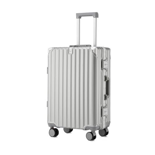 GIIYOEW Koffer Handgepäck mit Aluminiumrahmen 20 Zoll PC Hardside Leichte Koffer mit Rollen mit Getränkehalter,Silber,24in von GIIYOEW
