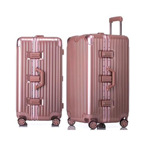 GIIYOEW Koffer groß Aluminiumlegierung Hartschale Koffer Leichtes Handgepäck mit 360° Rädern, TSA Zahlenschloss,Rosa,32in von GIIYOEW