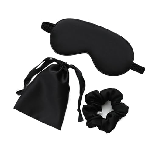 GIJMZY Augenklappe Seiden Schlafmaske Seide Augen Nachtmaske Schlafpflaster Augenabdeckung Sortieren Patches for Frauen Augenbinde Gesundheit Atmung Entspannen Nickerchen Verband(Black 3Pcs) von GIJMZY