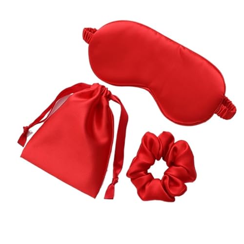 GIJMZY Augenklappe Seiden Schlafmaske Seide Augen Nachtmaske Schlafpflaster Augenabdeckung Sortieren Patches for Frauen Augenbinde Gesundheit Atmung Entspannen Nickerchen Verband(Red 3Pcs) von GIJMZY