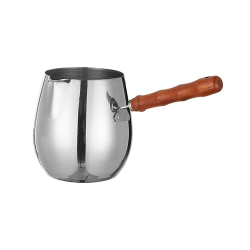 GIJMZY Türkische Kaffeekanne Türkische Kaffeekanne aus Edelstahl for Erhitzen von Soßen, Holzgriff glatt(300ml) von GIJMZY