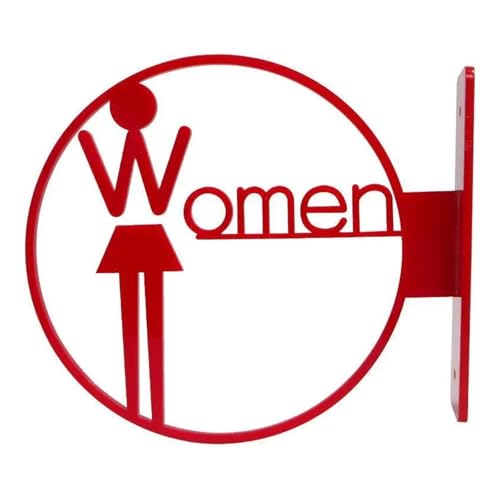 WC Schild Geschnitztes WC-Schild An Der Wand Befestigte Toiletten-Beschilderungsplatte, Buchstaben-Symbolplatte, Plakettenkarte(Red) von GIJMZY