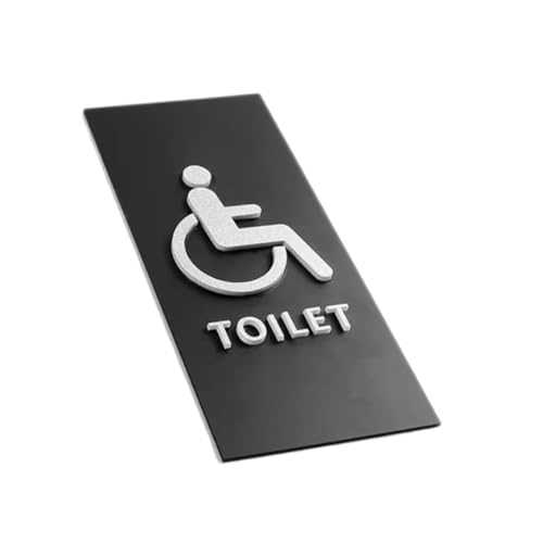 WC Schild Schwarzes Toilettenschild, Hinweisschild for Männer und Frauen, Toilettenschilder, Türaufkleber, Türschild, kreative Beschilderung(TOILET) von GIJMZY