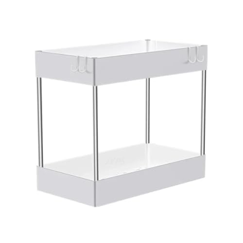 GIKKEPXKL Küchenregal Aufbewahrungsregal 2 Stück Spüle Lagerung Organizer 2-stufige Schublade Mehrzweckschrank unter der Spüle(White with Hook) von GIKKEPXKL