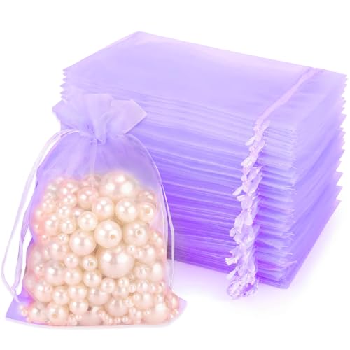 50 Stück Organzabeutel, violette Organzabeutel, mittelgroße Schmuckbeutel mit Kordelzug, Lavendelbeutel für Schmuck süße Geschenkbeutel für Hochzeiten Geburtstage Jahrestage(10 x 15 cm/3,9 x 5,9 Zoll) von GIKPAX