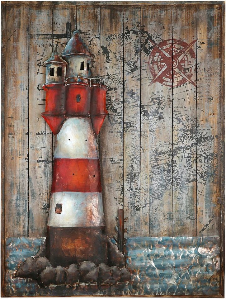 GILDE GALLERY Metallbild Kunstobjekt Leuchtturm, Leuchtturm (1 St) von GILDE GALLERY