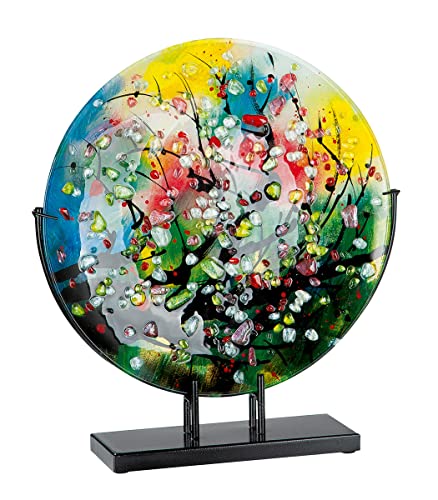 GILDE GLAS art Deko Objekt - handbemalt - auf schwarzem Metallfuß - Höhe ca. 43 cm von GILDE GLAS art