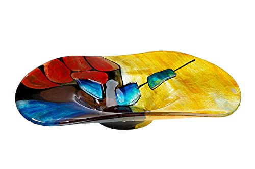 GILDE GLAS art Deko Schale - runde Glasschale Dekoration Wohnzimmer - handgebmalt - Ø ca. 48 cm von GILDE GLAS art