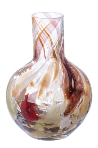 GILDE GLAS art Deko Vase Blumenvase - Glasvase aus Farbglas - Deko Wohnzimmer Geschenk für Frauen Höhe 21 cm Braun Rot von GILDE GLAS art