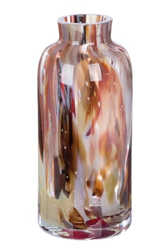 GILDE GLAS art Deko Vase Blumenvase - Glasvase aus Farbglas - Deko Wohnzimmer Geschenk für Frauen Höhe 22 cm Braun Rot von GILDE GLAS art