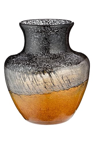 GILDE GLAS art Deko Vase - Blumenvase durchgefärbtes Glas - Deko Herbst - Geschenk für Frauen Weihnachten Geburtstag - Farbe: Braun Schwarz - Höhe 20,5 cm von GILDE GLAS art