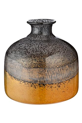 GILDE GLAS art Deko Vase - Blumenvase durchgefärbtes Glas - Deko Herbst - Geschenk für Frauen Weihnachten Geburtstag - Farbe: Braun Schwarz - Ø 21 cm Höhe 21 cm von GILDE GLAS art