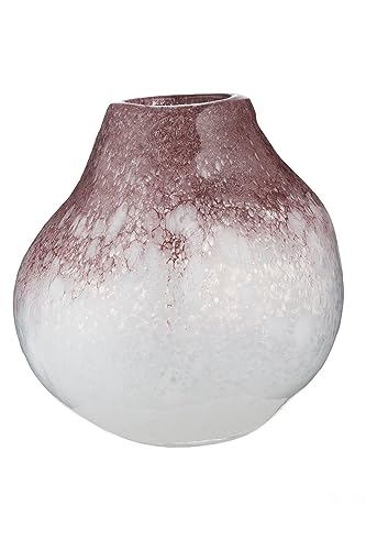 GILDE GLAS art Deko Vase - Blumenvase durchgefärbtes Glas - Deko Wohnzimmer Herbst - Geschenk für Frauen Dekoration Weihnachten Geburtstag - Farbe: Weiss Braun - Ø 15 cm Höhe 23 cm von GILDE GLAS art