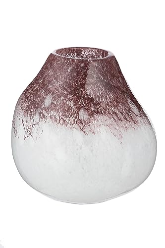 GILDE GLAS art Deko Vase - Blumenvase durchgefärbtes Glas - Deko Wohnzimmer Herbst - Geschenk für Frauen DekorationWeihnachten Geburtstag - Farbe: Weiss Braun - Ø 15 cm Höhe 15 cm von GILDE GLAS art