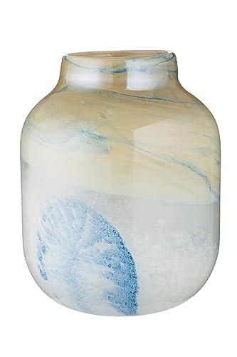 GILDE GLAS art Deko Vase - Blumenvase durchgefärbtes Glas - Maritime Dekoration - Geschenk für Frauen Geburtstag Weihnachten - Farbe: Blau Beige - Höhe 24 cm von GILDE GLAS art