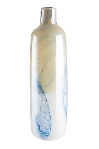 GILDE GLAS art Deko Vase - Blumenvase durchgefärbtes Glas - Maritime Dekoration - Geschenk für Frauen Geburtstag Weihnachten - Farbe: Blau Beige - Höhe 46 cm von GILDE GLAS art