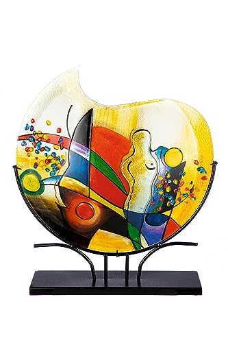 GILDE GLAS art Deko Vase aus Glas auf Metallfuß - Deko Wohnzimmer - Geschenke für Frauen Geburtstag Weihnachten - Mehrfarbig Höhe 53 cm von GILDE GLAS art