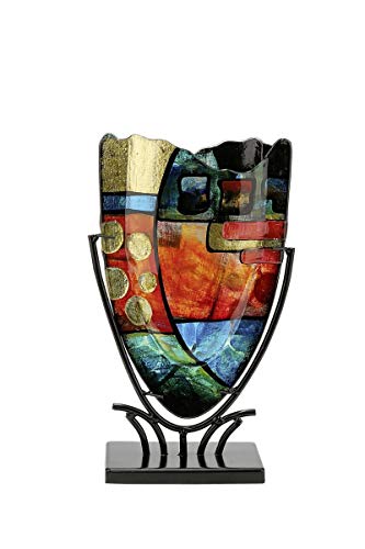 GILDE GLAS art Dekovase XL – Designer Deko abstrakte Vase Dekoobjekt – Home Design für Wohnzimmer Schlafzimmer – Höhe 47,5 cm von GILDE GLAS art