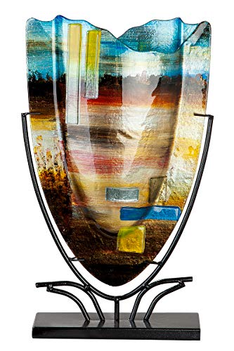 GILDE GLAS art Glasvase mit Ständer - Deko Objekt aus Glas handbemalt H 47,5 cm von GILDE GLAS art