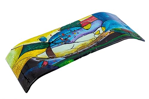 GILDE GLAS art eckige Deko Schale aus Glas - handbemalt - mehrfarbig mit aufgesetzten Glassteinen - Geschenk für Frauen Deko Wohnzimmer - 56 x 27 cm von GILDE GLAS art