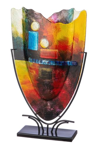 GILDE GLAS art große Deko Vase - handbemalte Glasvase mit Metall Ständer - Dekoration Wohnzimmer Höhe 58 cm Mehrfarbig von GILDE GLAS art