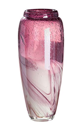 GILDE Glas art Design-Vase - Dekoobjekt aus Glas Magenta-weiß goldfarben H 35 cm von GILDE GLAS art