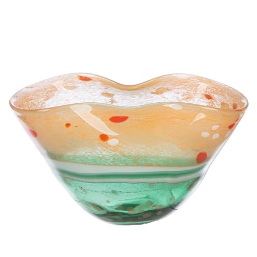 GLAS art Schale Watermelon - Glas - grün, orange - gesprenkeltes Design - lebensmittelgeeignet - Breite 28cm von GILDE GLAS art