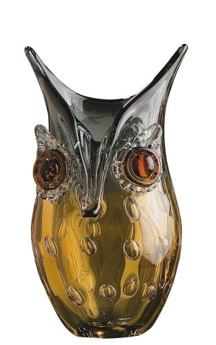 Glas Art Design-Vase Eule - Dekoobjekt handgefertigt aus Glas - hochwertiges Geschenk - Farbe: Amber-Braun - Höhe 23 cm von GILDE GLAS art