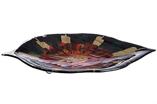 Glas Art Schale Dekoschale - Deko Wohnzimmer Tisch - Geschenk für Frauen Geburtstag - handbemalt Farbe: grün rot Gold - Breite 56 cm von GILDE GLAS art