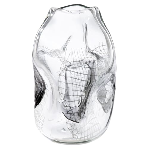 Glas Art Vase Grid - klar, schwarz - Glas durchgefärbt - Höhe 32cm - wasserdichte Blumenvase von GILDE GLAS art
