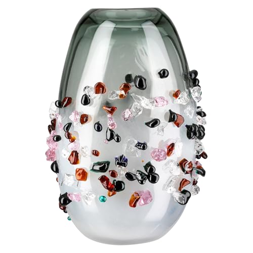 Glas Art Vase Stones - schwarz - Glas - Höhe 40cm - Breite 28cm - wasserdicht - Wohnaccessoire von GILDE GLAS art